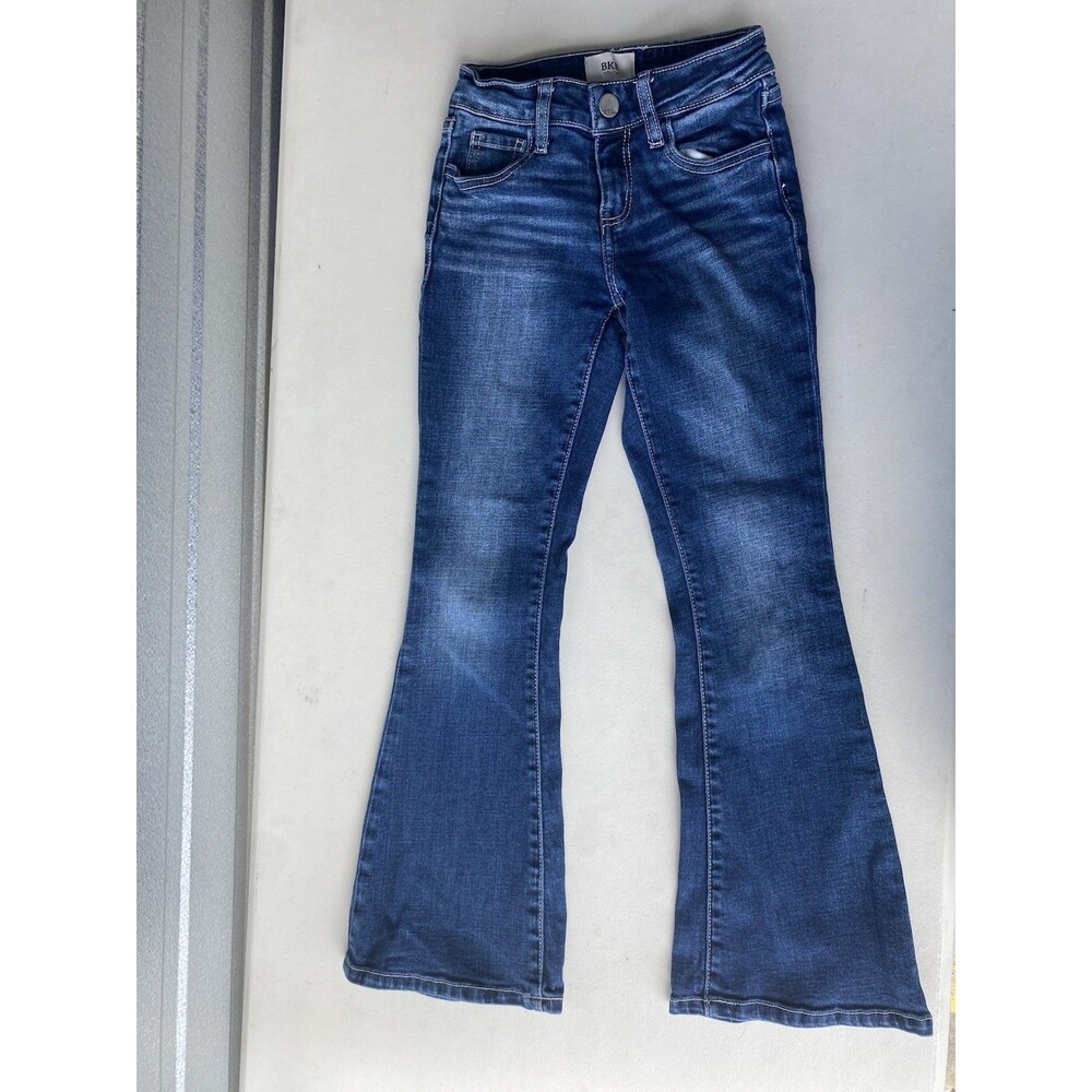 BKE Youth Girls Size 7R Bootcut Stretch Jeans Adjustable Waist Blue Buckle
